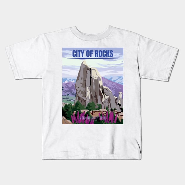 City of Rocks, Morning Glory Spire, Idaho Kids T-Shirt by Sue Cervenka